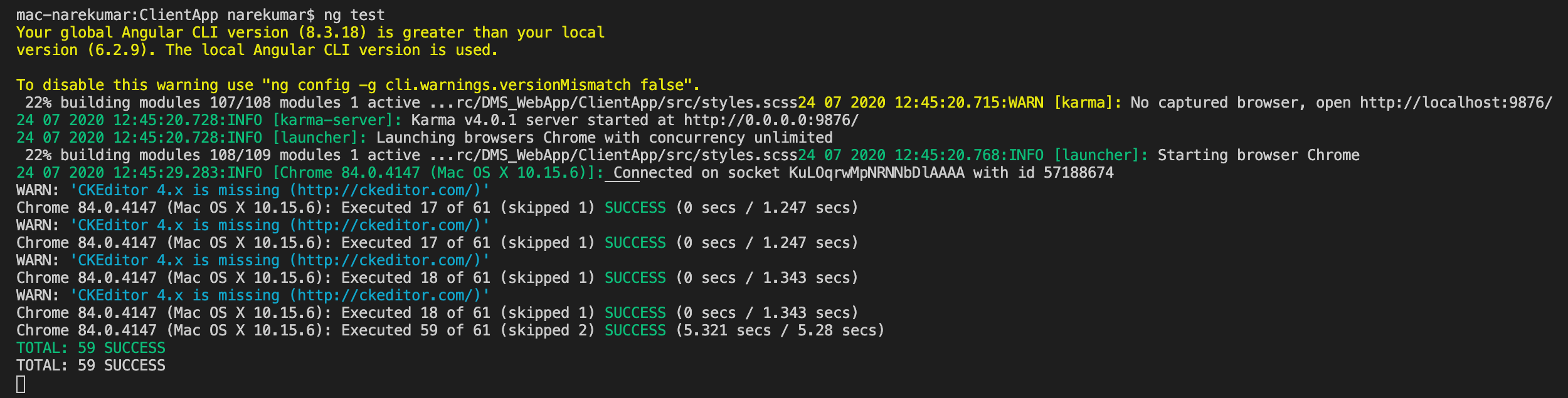 [DMS-2269] Update Angular test cases: ng test is failing - Workterra Jira