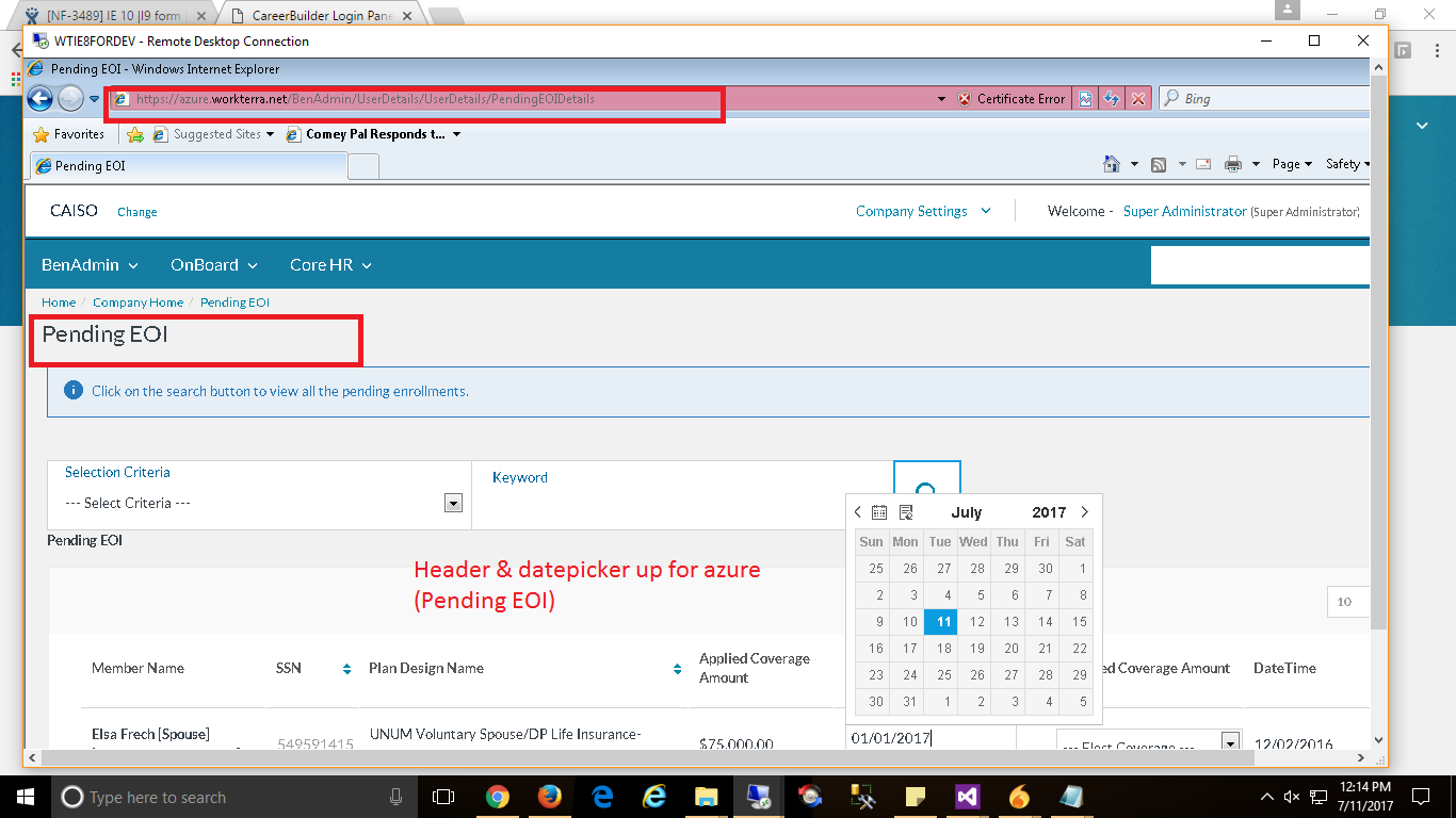 [NF-3355] IE-8 UI and Functional Issue- Admin Login- Pending EOI page ...