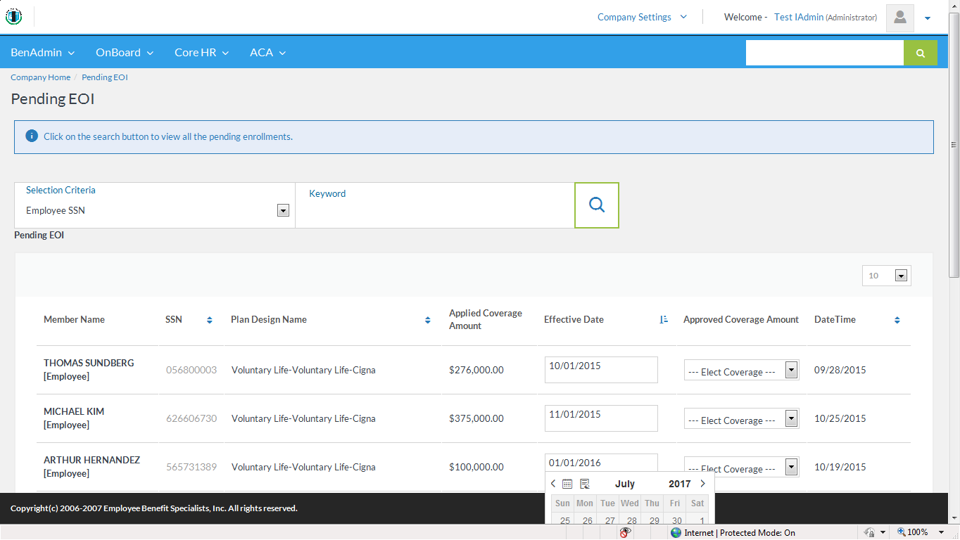  nf 3355 ie 8 ui and functional issue admin login pending eoi page