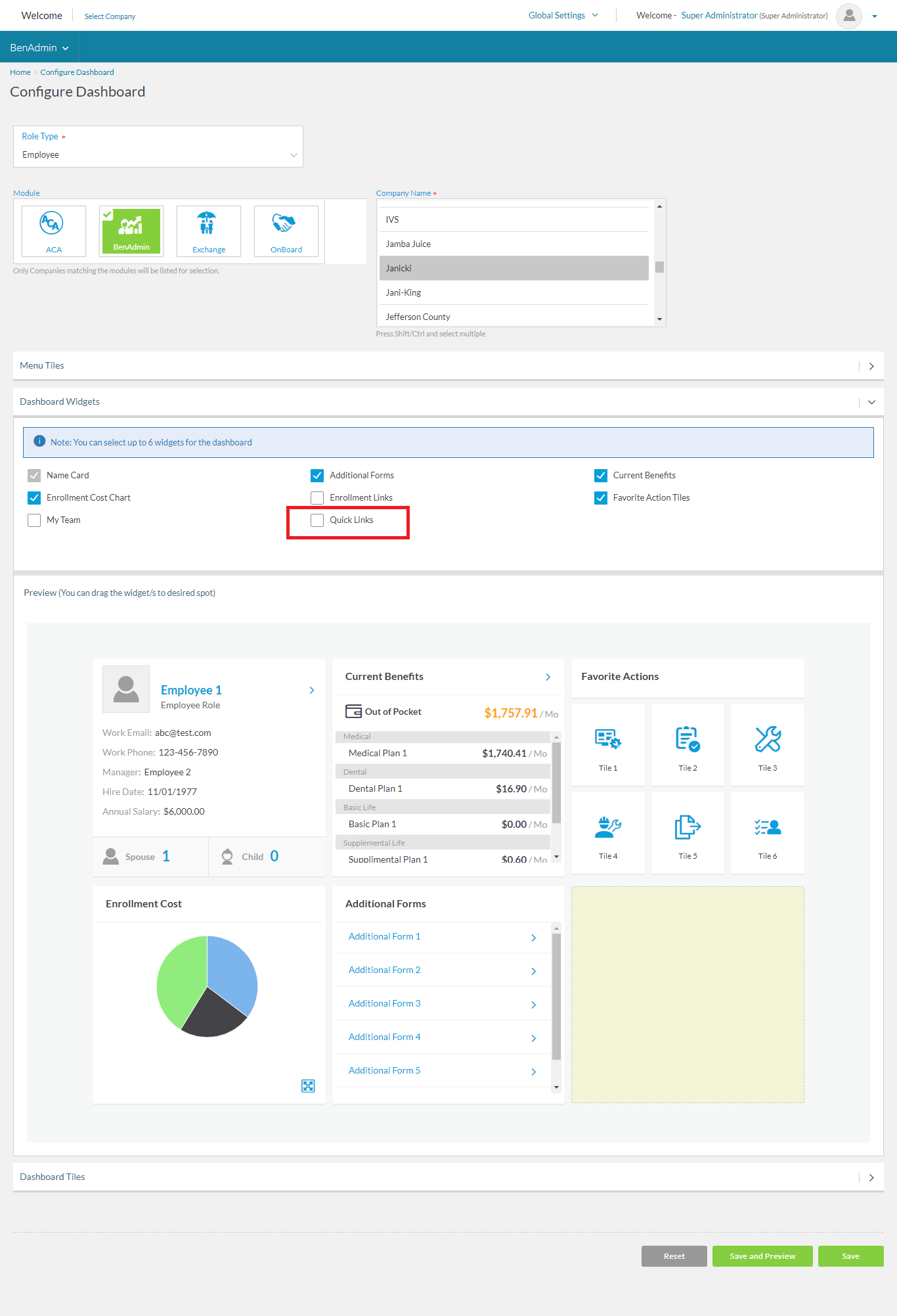 NF 5917 Janicki Quicklinks Missing From Dashboard Configuration NF 5917 Janicki Quicklinks Missing From Dashboard Configuration